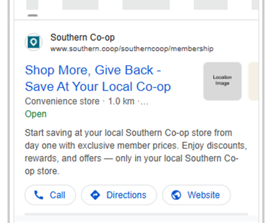 Southern Co-op search box