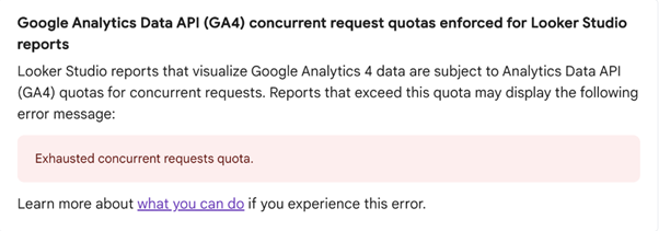 Error message when data API quota exceeded