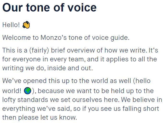 Monzo Tone of Voice