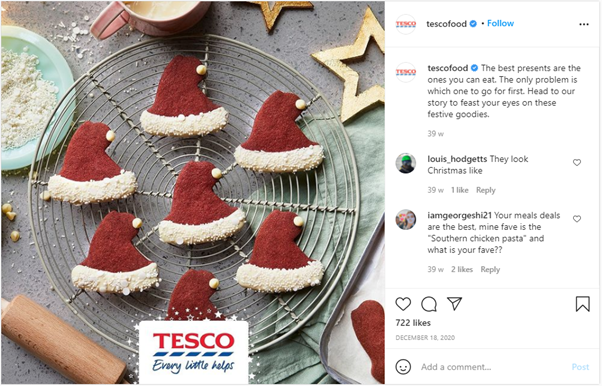 Tesco Christmas Theme Instagram post