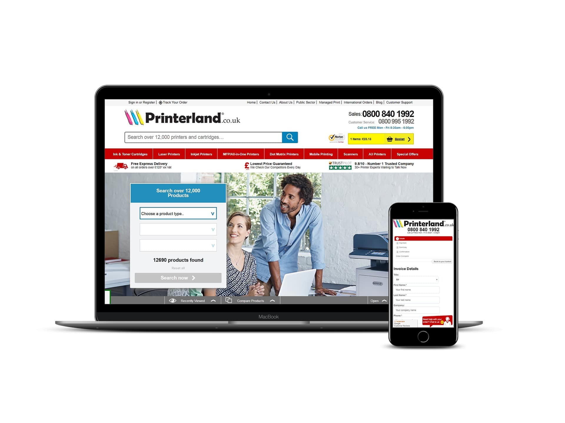 Printerland Desktop and Mobile