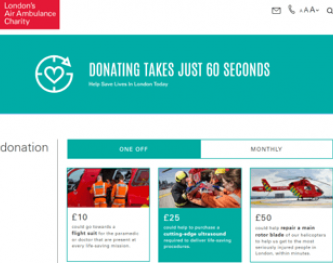 Screenshot of donation funnel